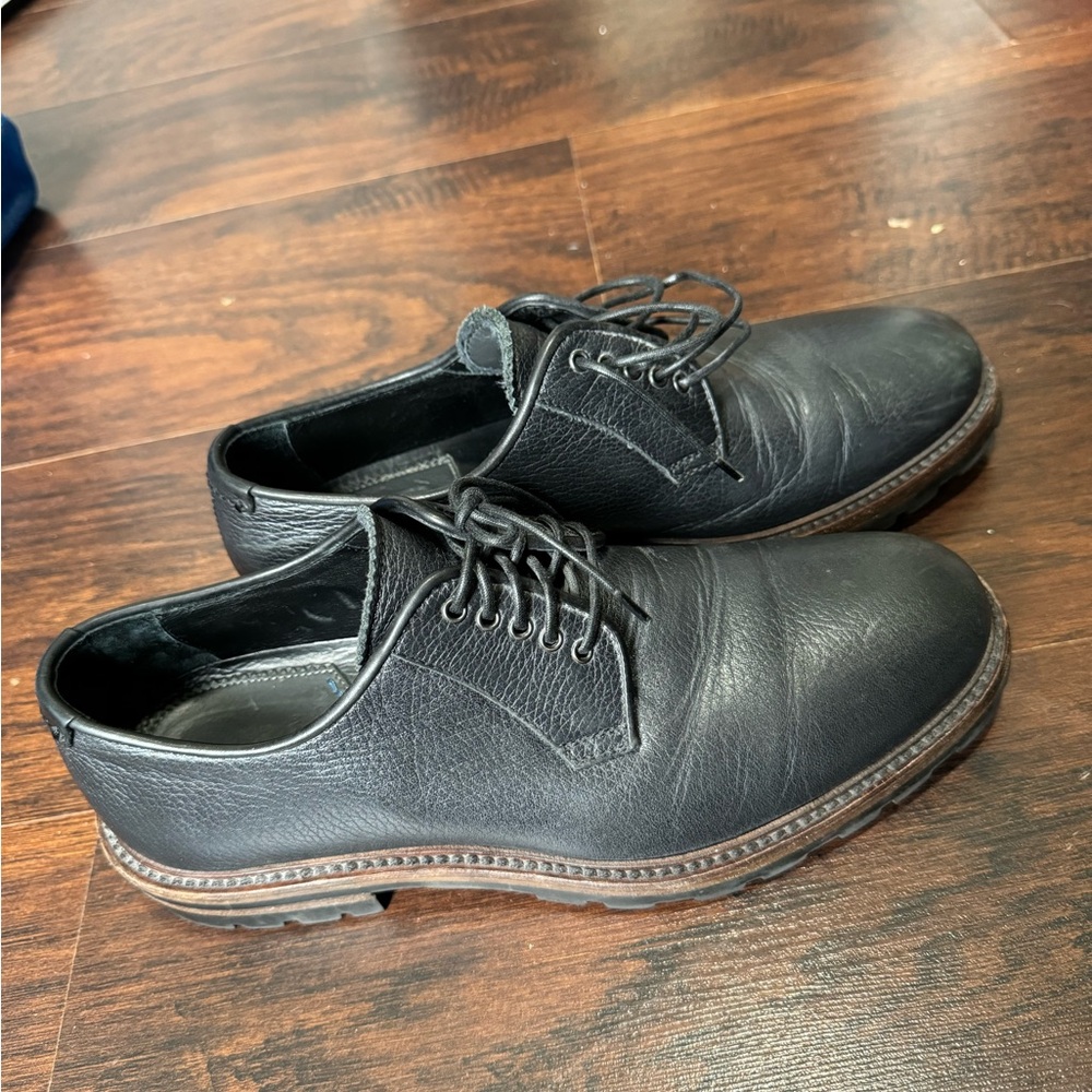 Aquatalia Men’s Leon Black Leather Lace Up Waterproof Shoes Size 9 - Picture 6 of 8